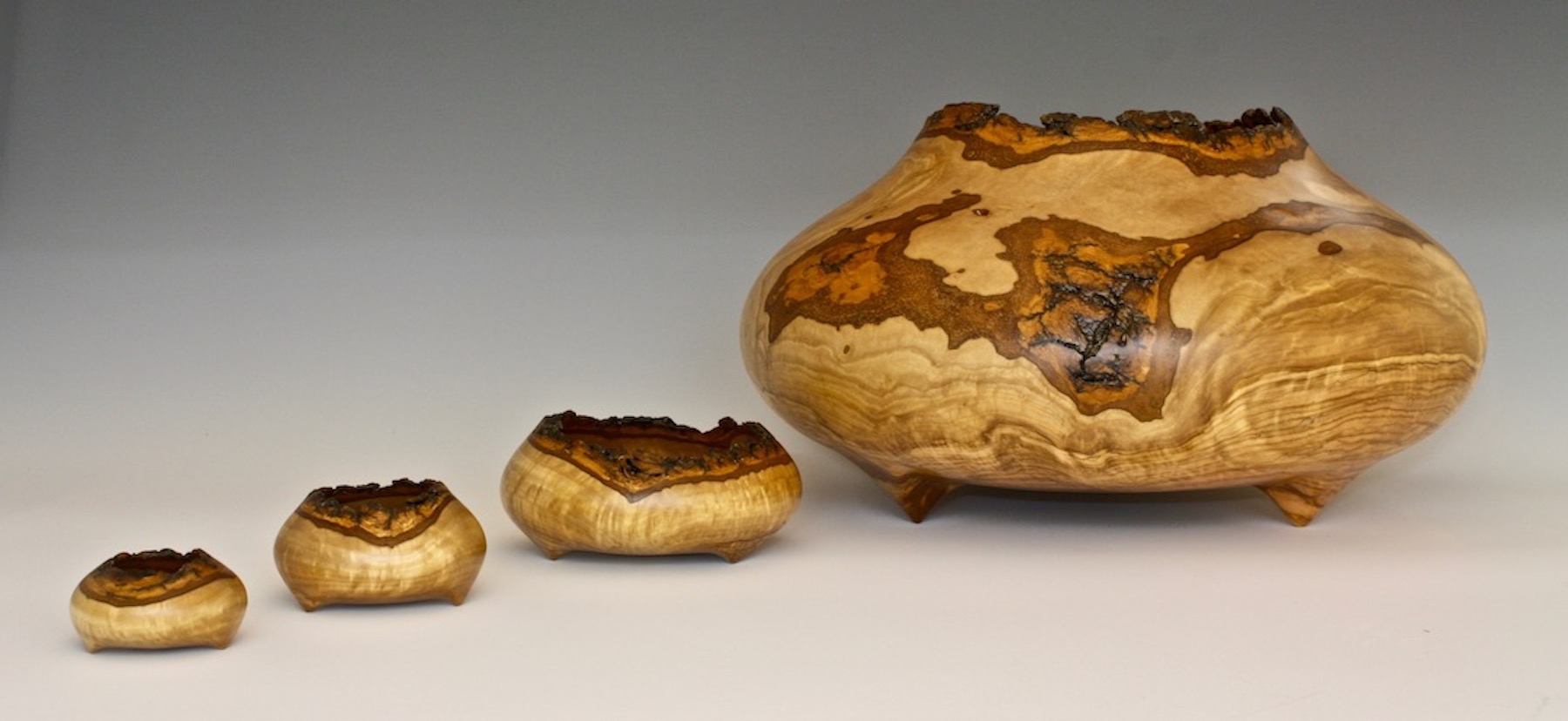 Large Olive Wood Burl legged bowls
