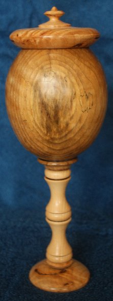 Lidded Walnut and Maple Pedestal Box