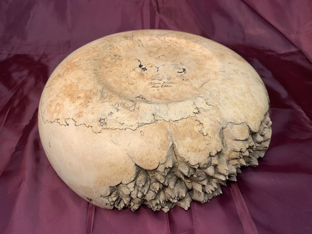 Live-Sided Box Elder Burl Bowl - bottom view
