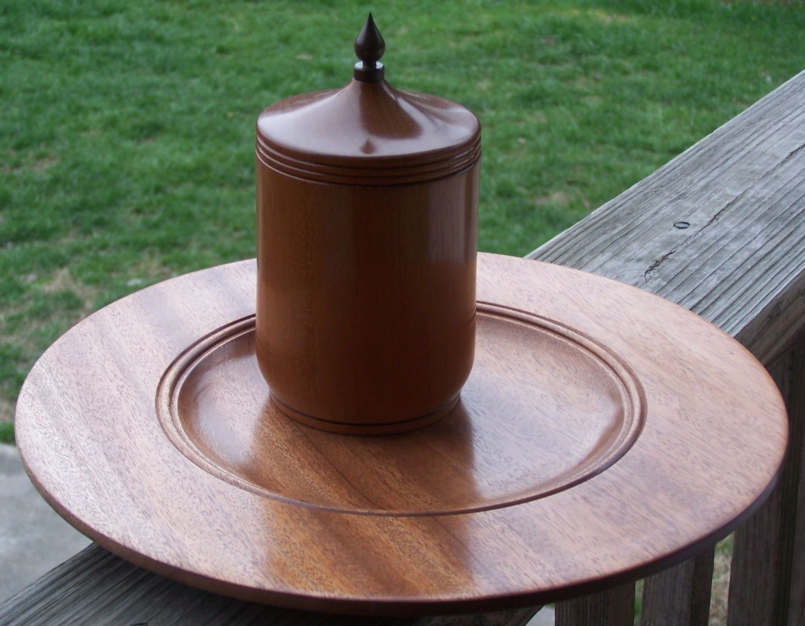 Mahogany Jewelry Box and Large Platter