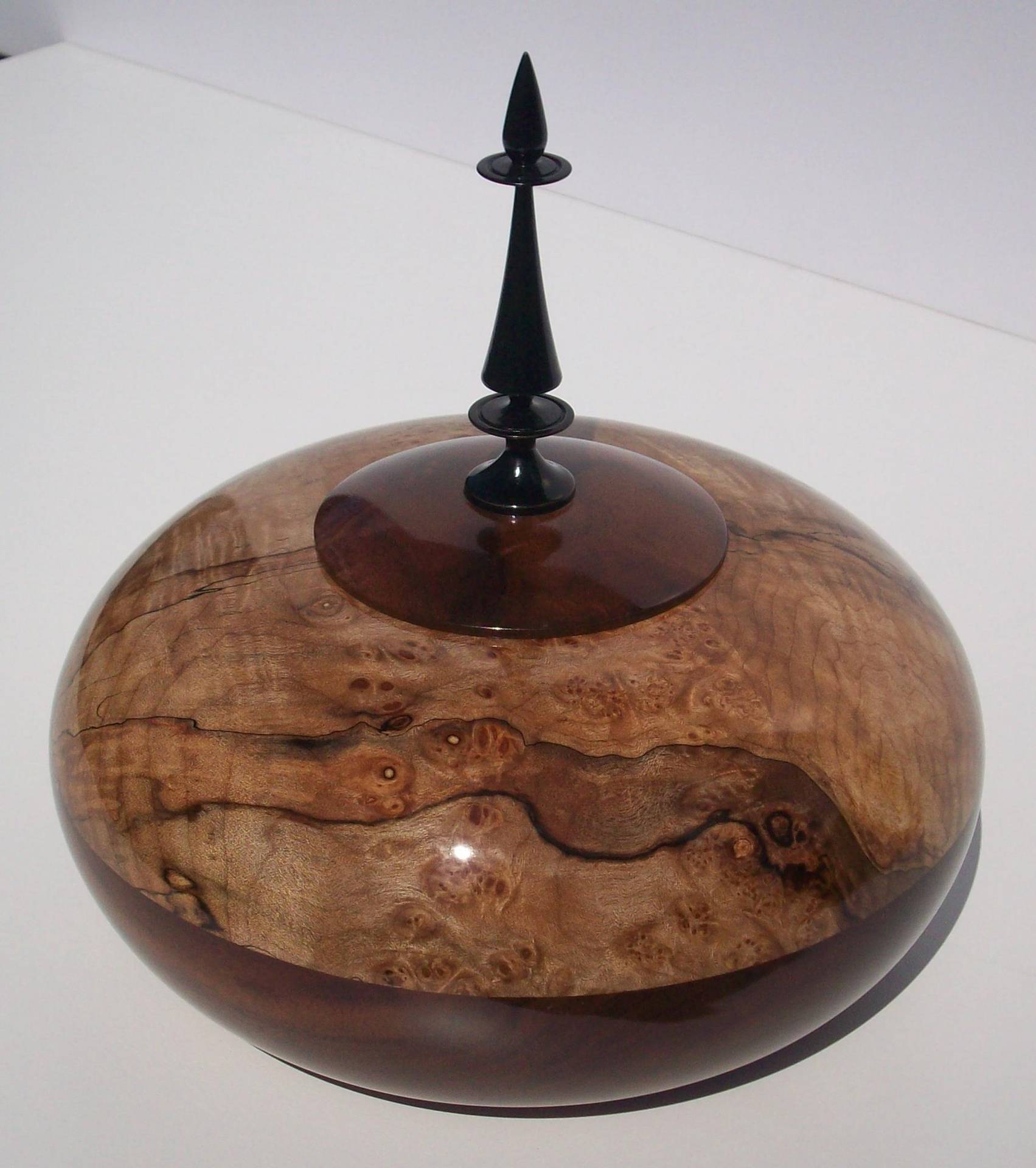 maple and walnut lidded bowl