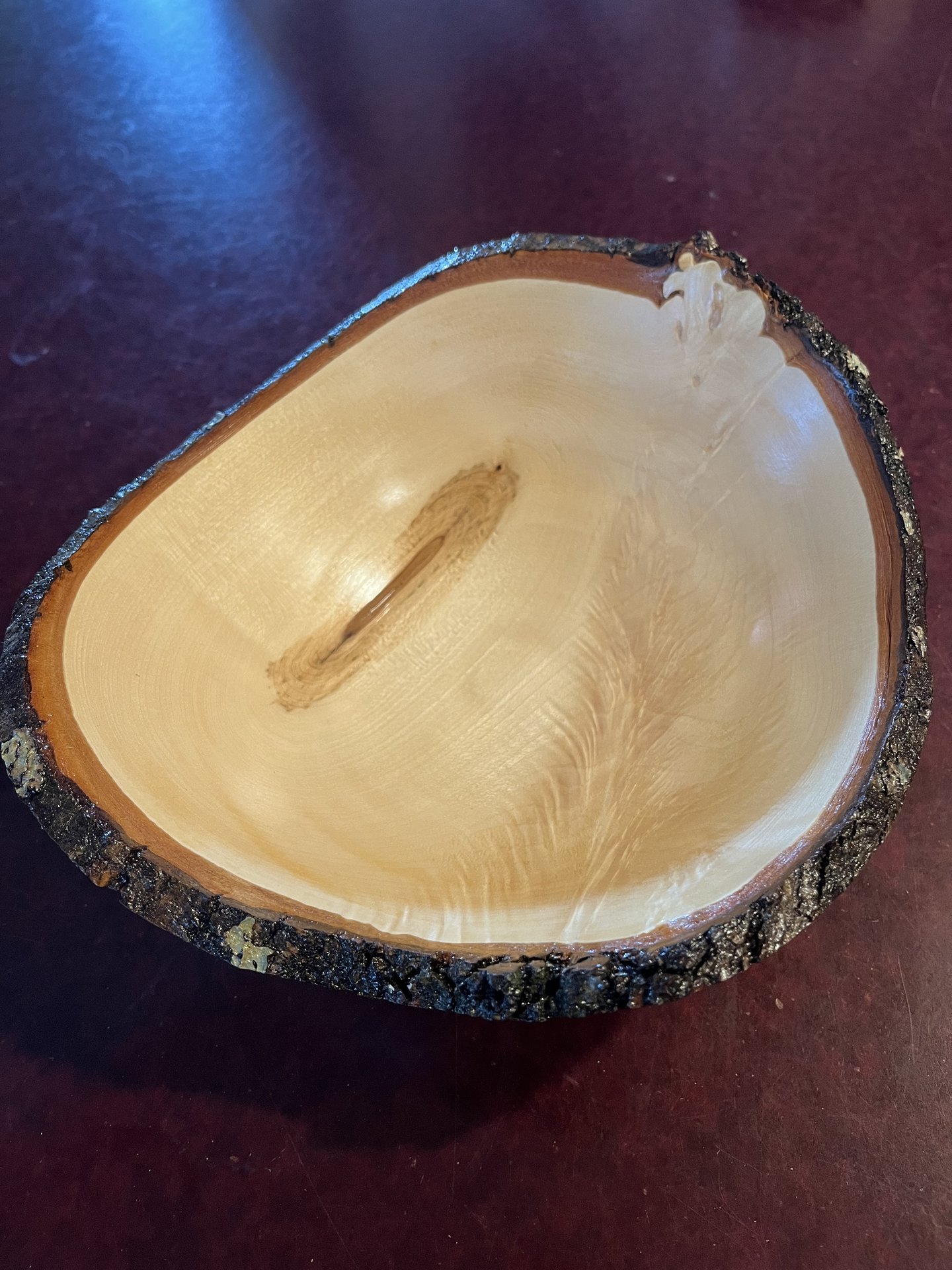 Maple bowl with feather