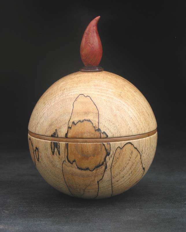 Maple box w/flame finial