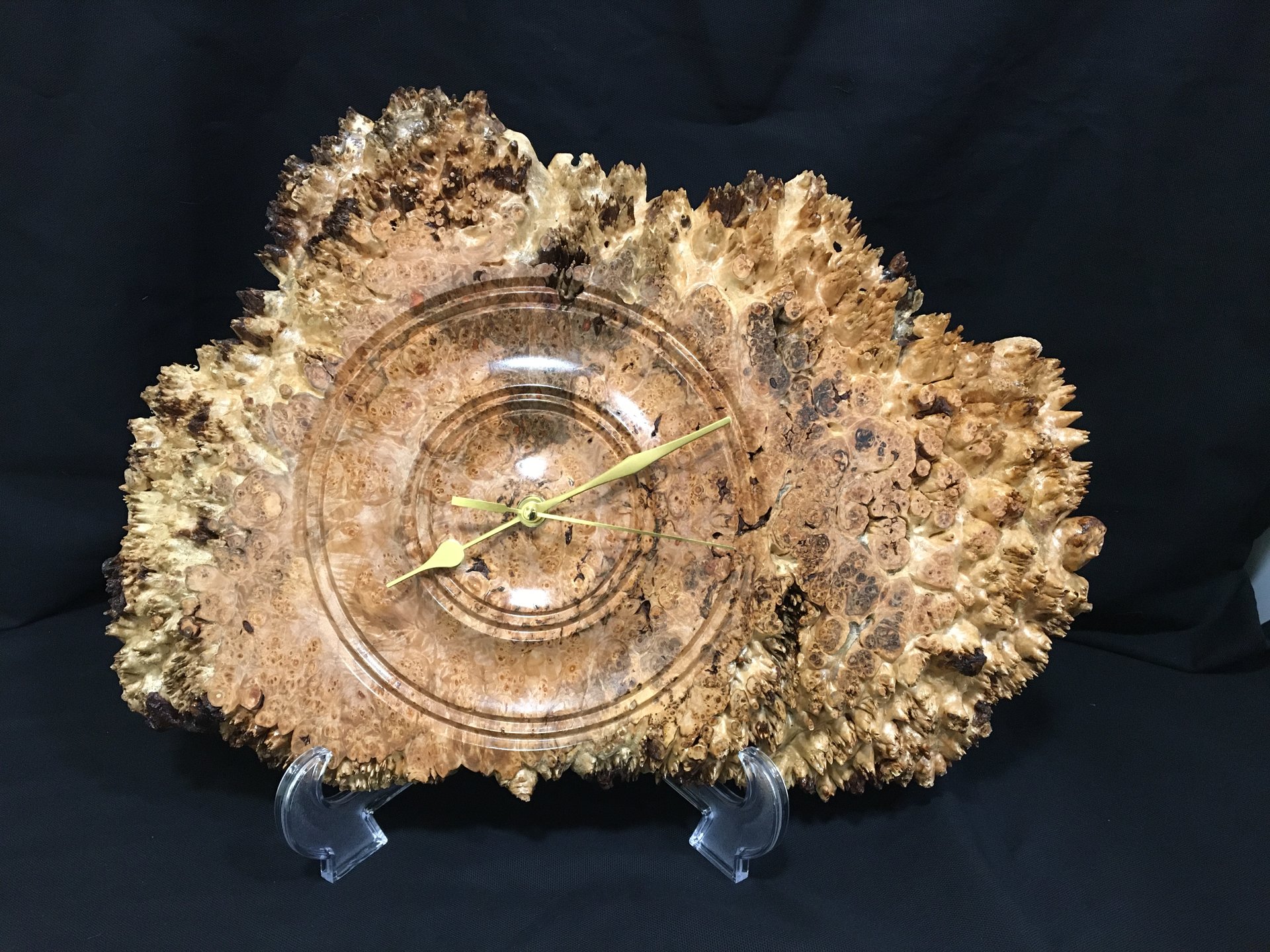 Maple burl clock