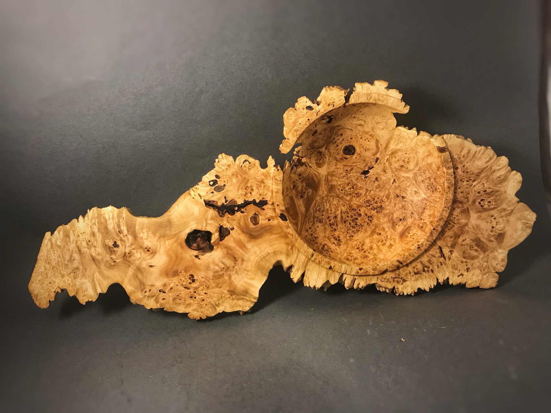 Maple burl winged bowl