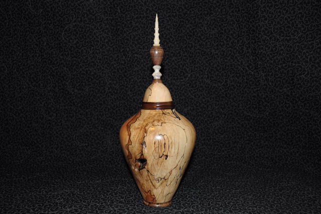 Maple, Walnut, and Deer Antler Lidded Bowl