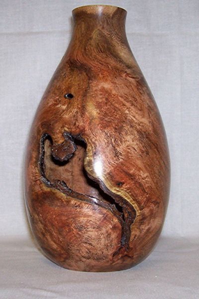 Mesquite burl vase with voids
