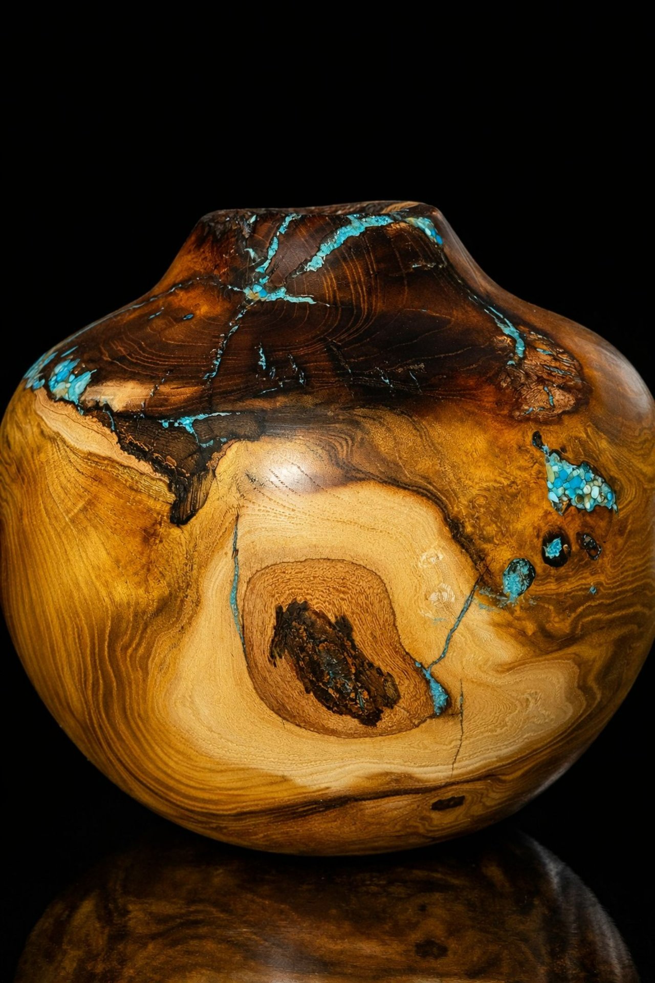 Mulberry Hollow Form with Turquoise Inlay (rear view)