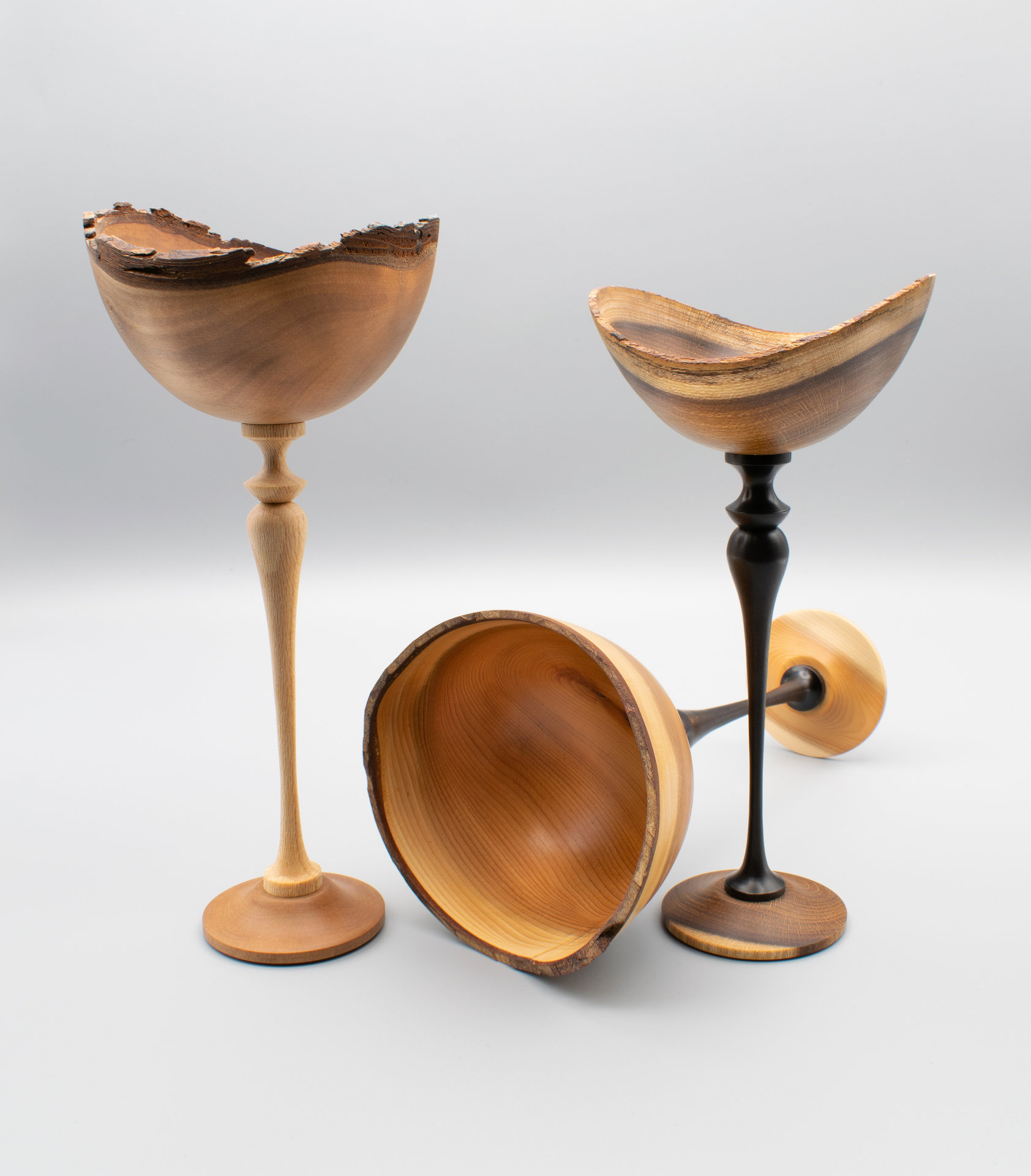 Natural edge 3 piece goblets