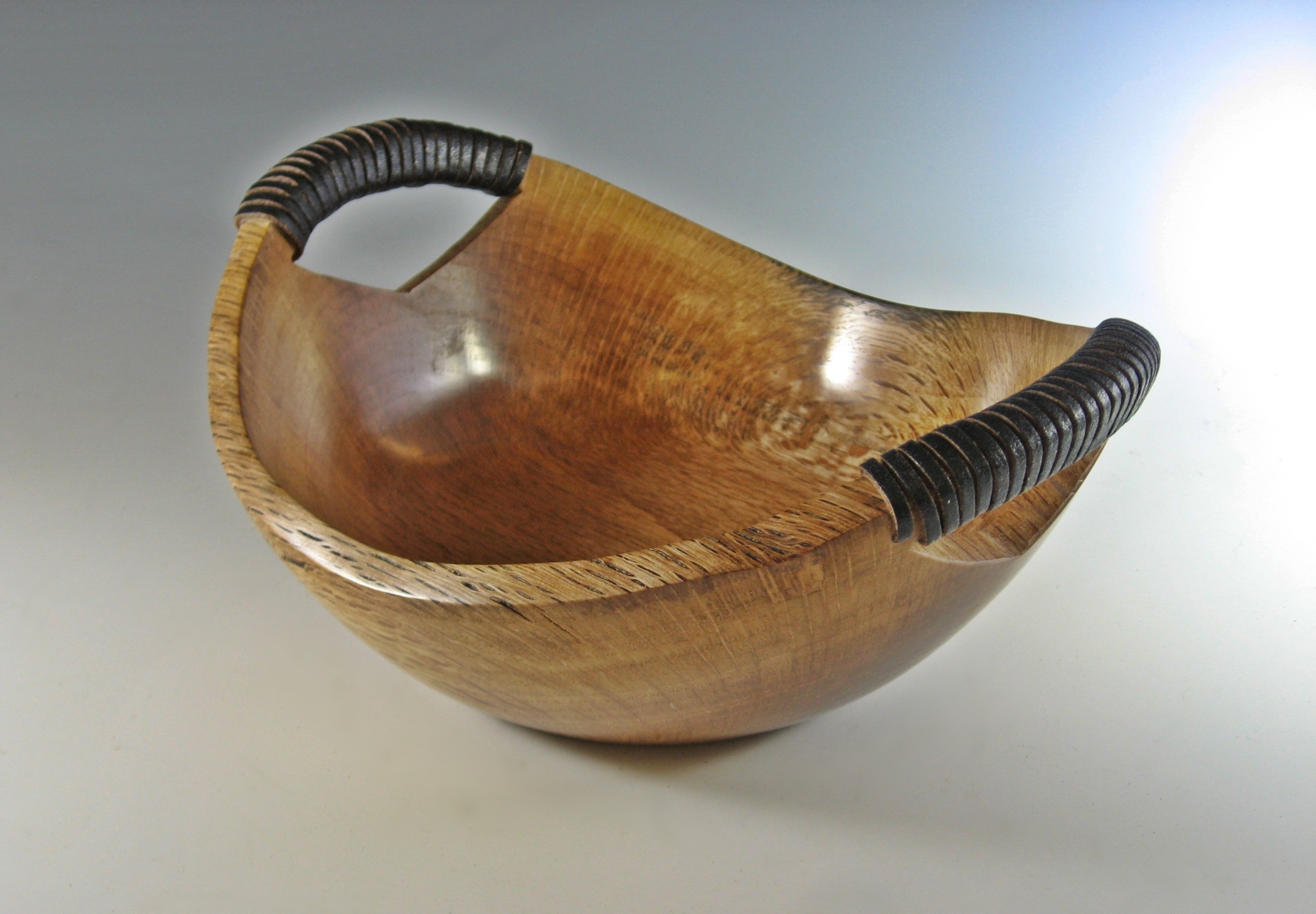 Natural-Edge Bowl w/Leather Accents