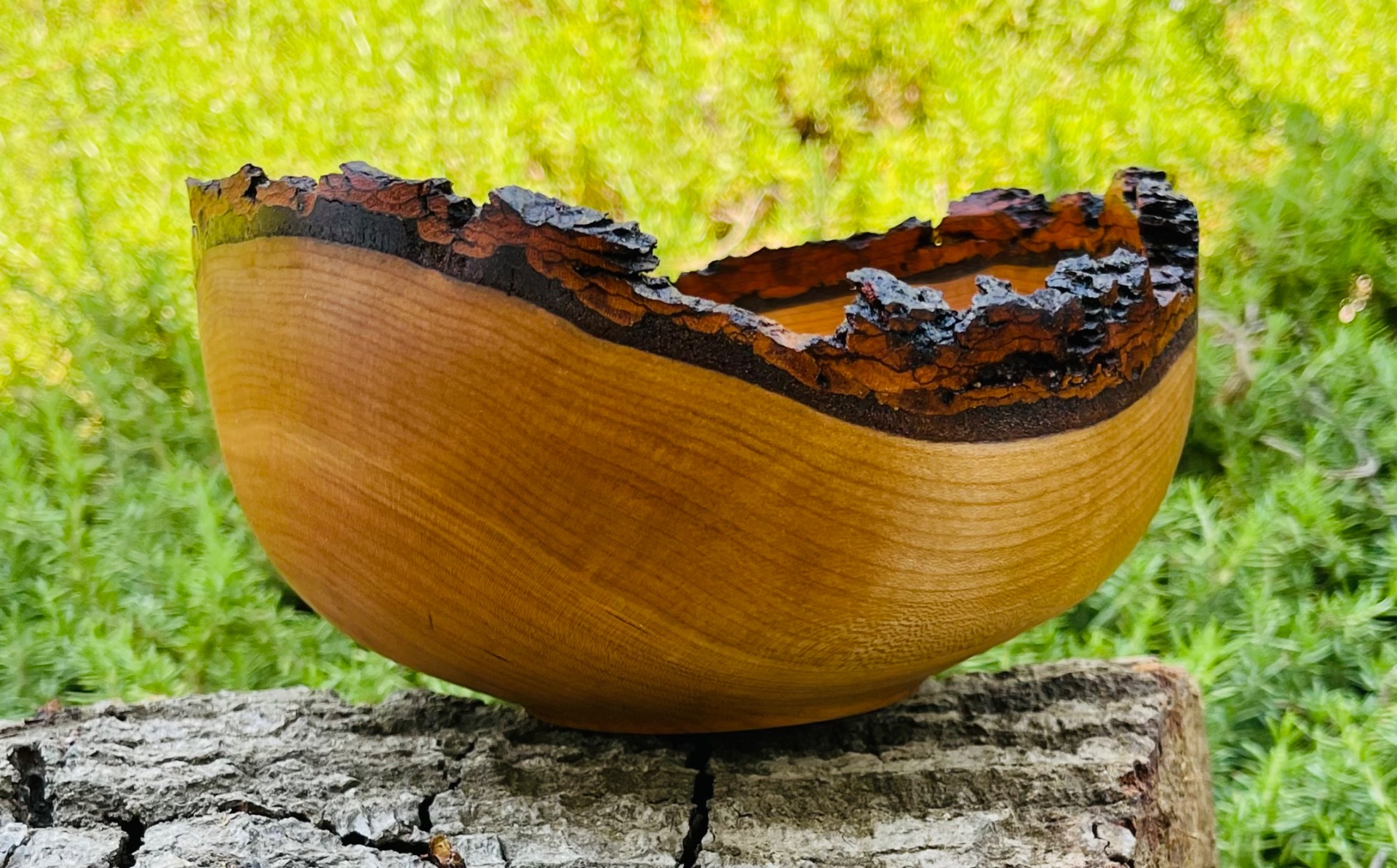 Natural edge cherry bowl.