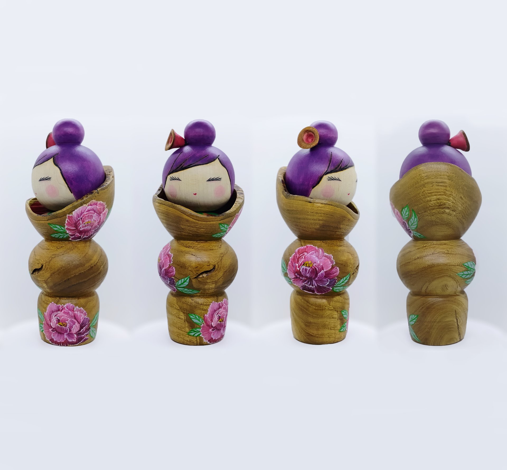 Natural edge kokeshi doll
