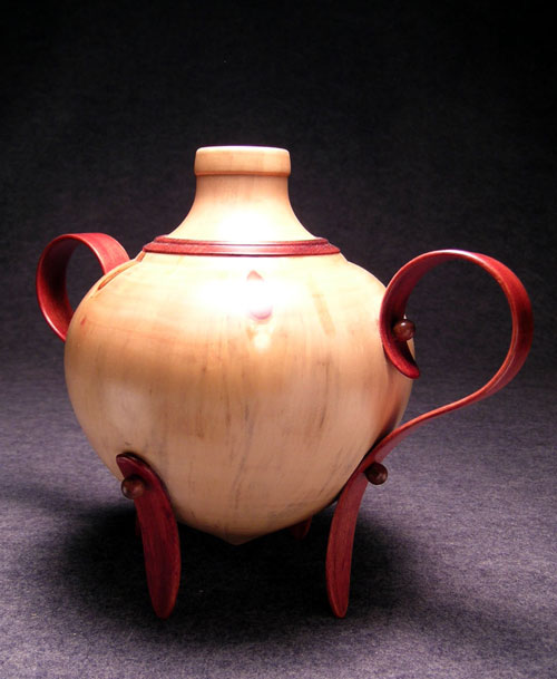 Norfolk Island Pine & Mahongany bent wood vessel
