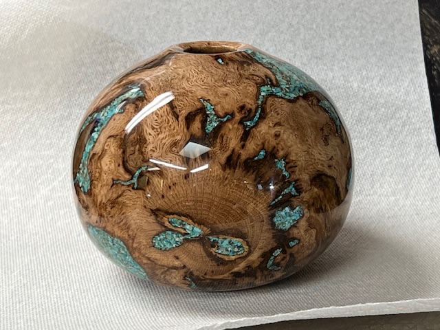 Oak Burl with turquoise