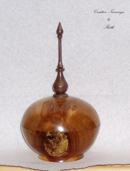 Pear Box with Black Walnut Finial