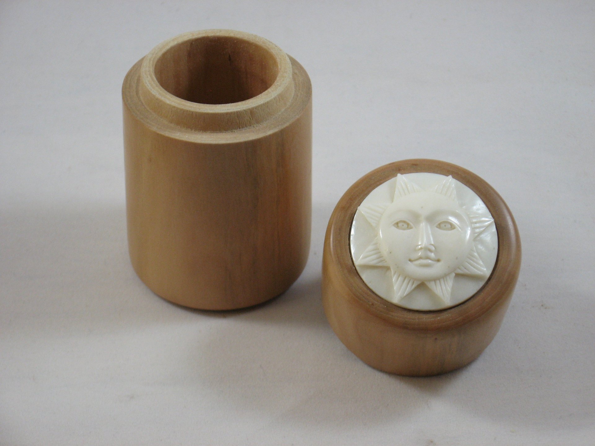 Pill Box w/Carved Bone Inlay