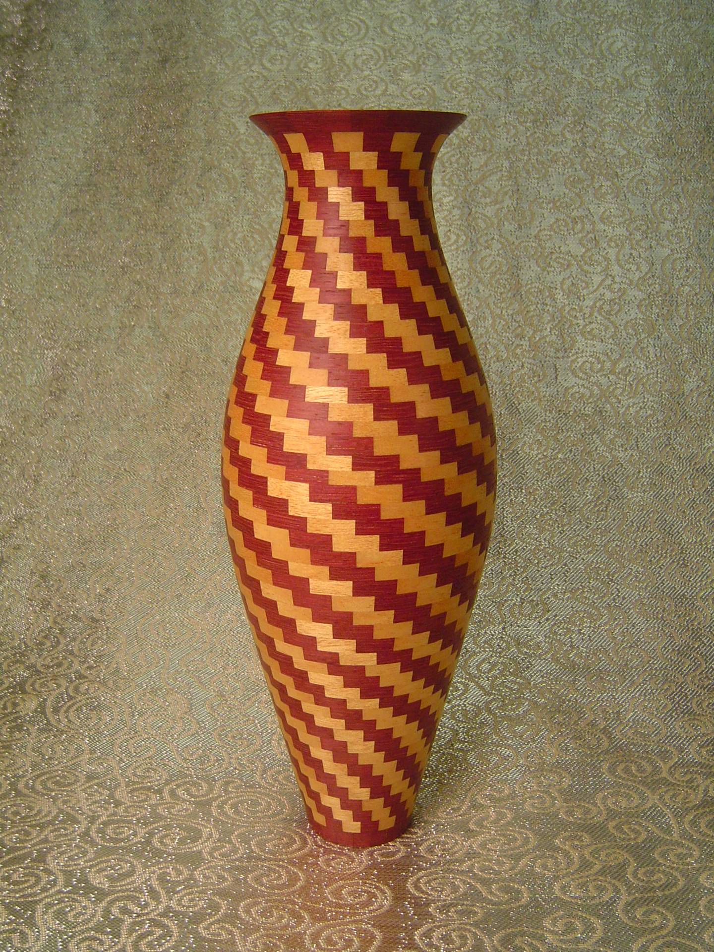 Purpleheart and yellowheart vase.