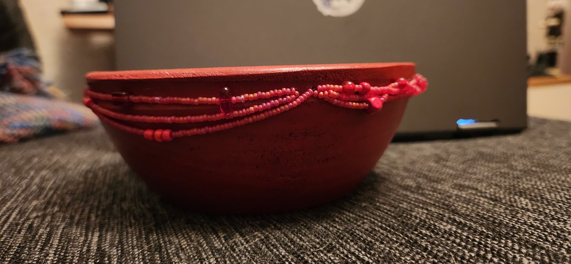 Red Bowl With Beads