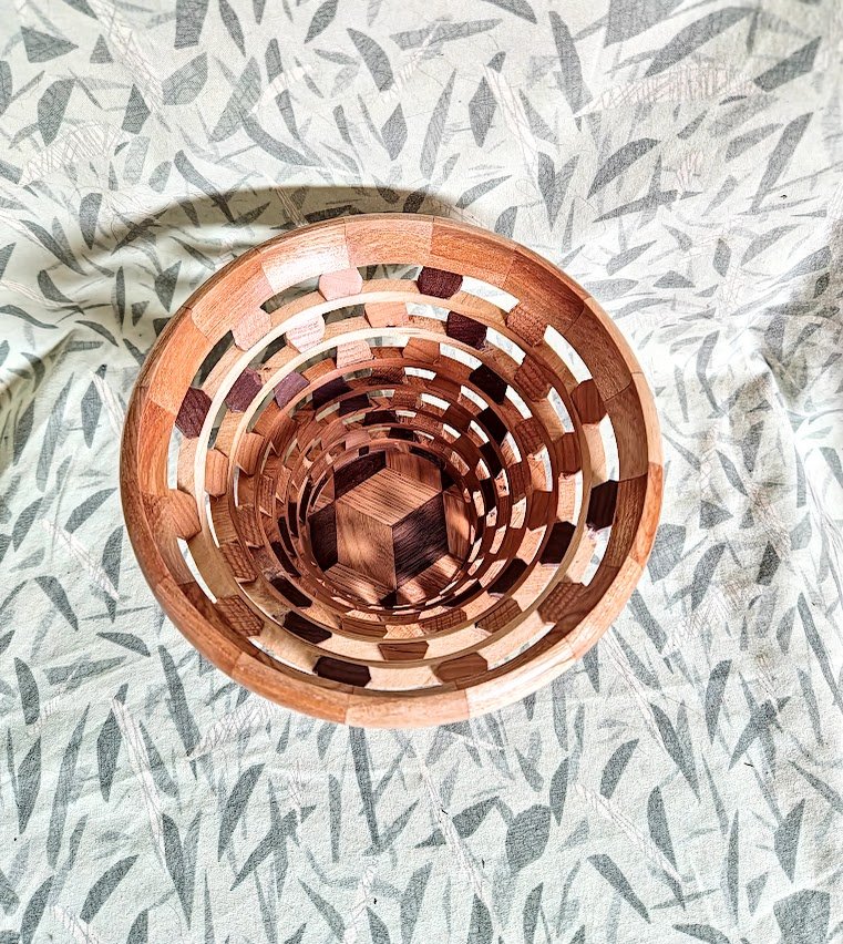 Scrappy   Walnut, White oak, and Cherry,  7" by 7"