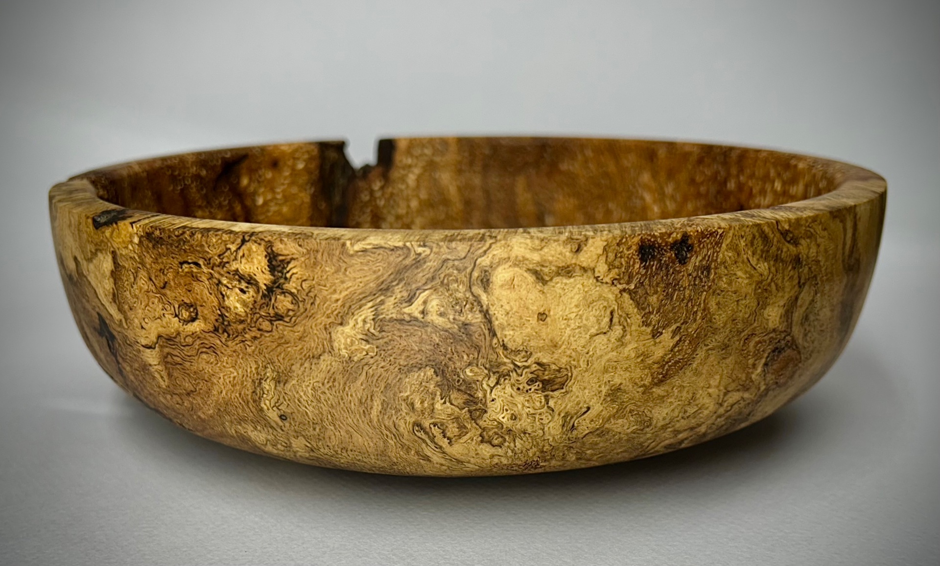 Shallow red oak burl bowl 1 of 3