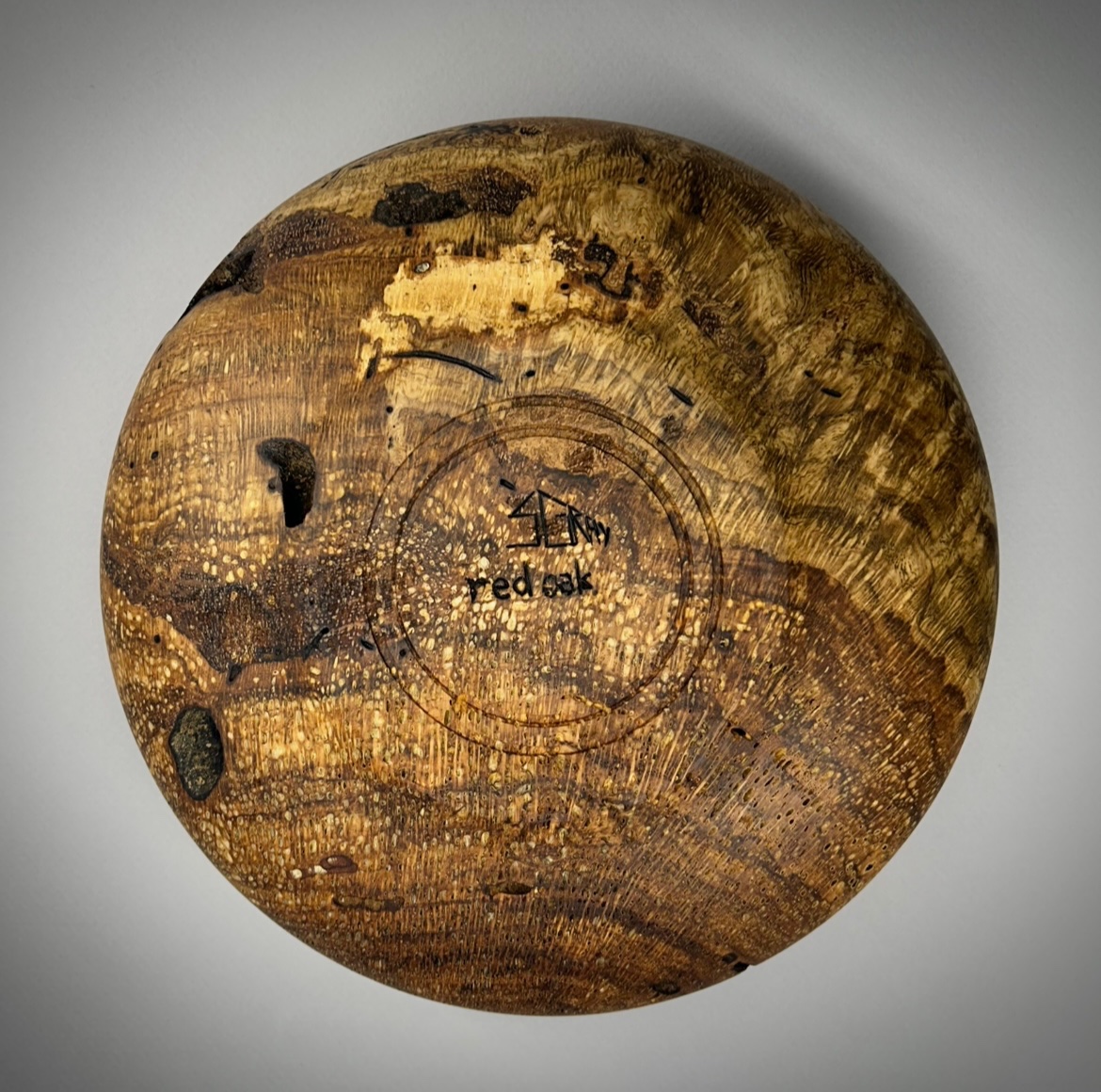 Shallow red oak burl bowl 2 of 3