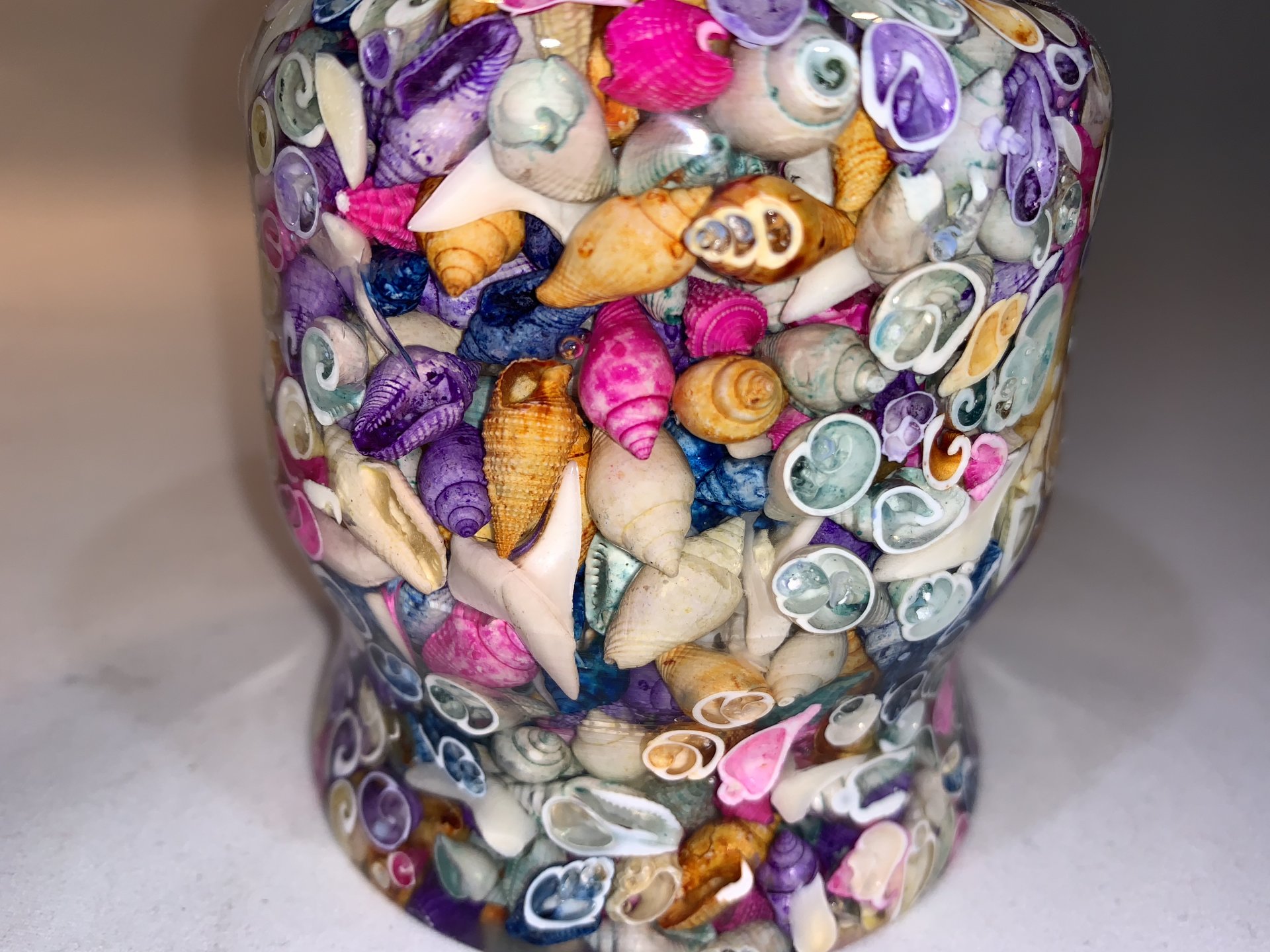 Small jar/cup made from Acrylic filled with colored shells and Shark Teeth - Pic3