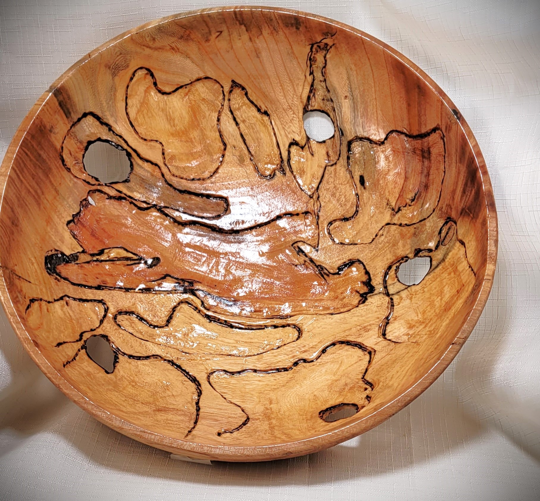 Spalted elm moon bowl.