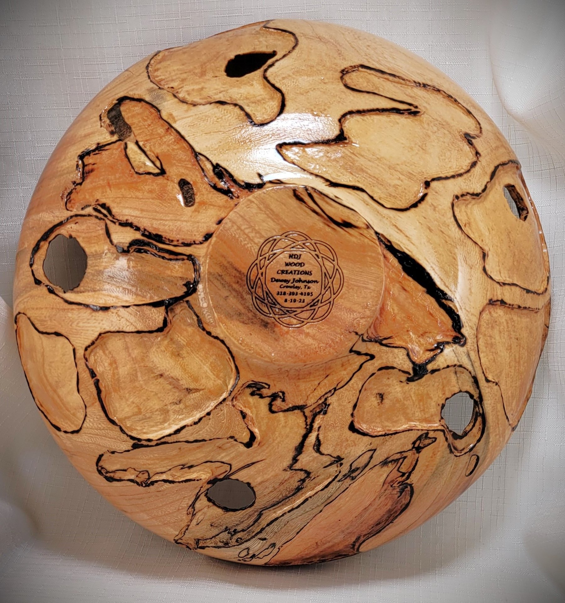 Spalted elm moon bowl.