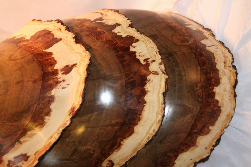 spalted hickory natural edge nested set