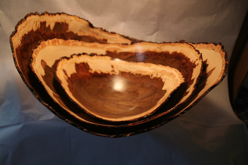 spalted hickory natural edge set