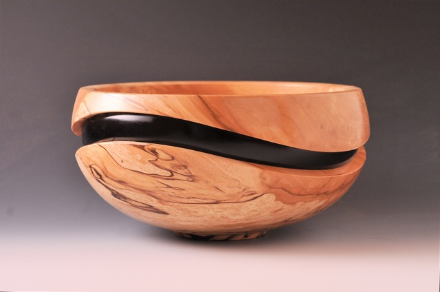 Spalted Maple Recessed Wave Bowl