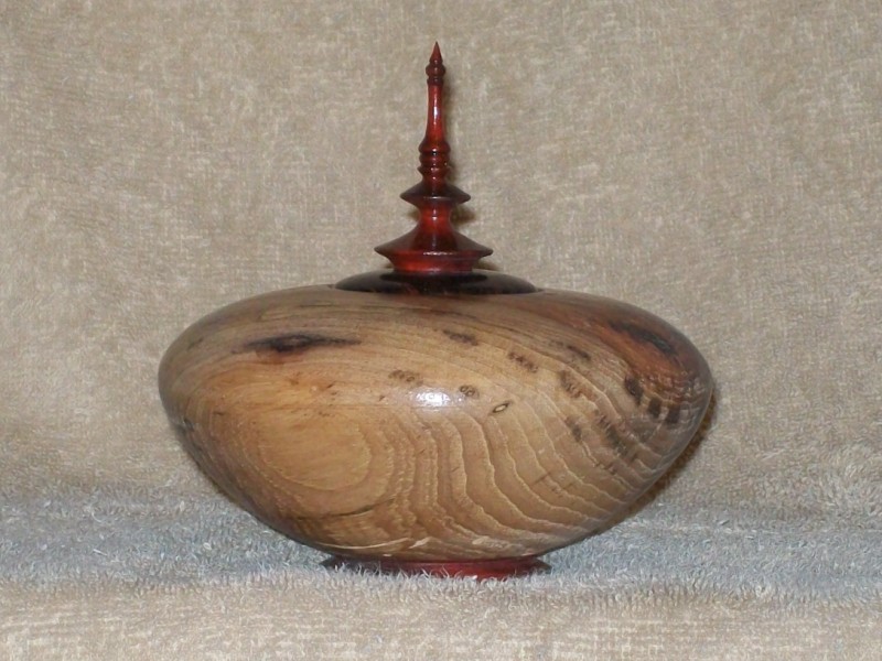 spalted pecan with redheart base and final