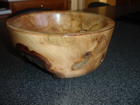 spaulted maple bowl  side view