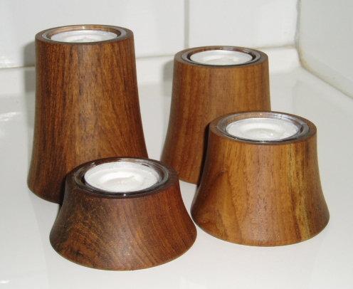 Teak tealight holders