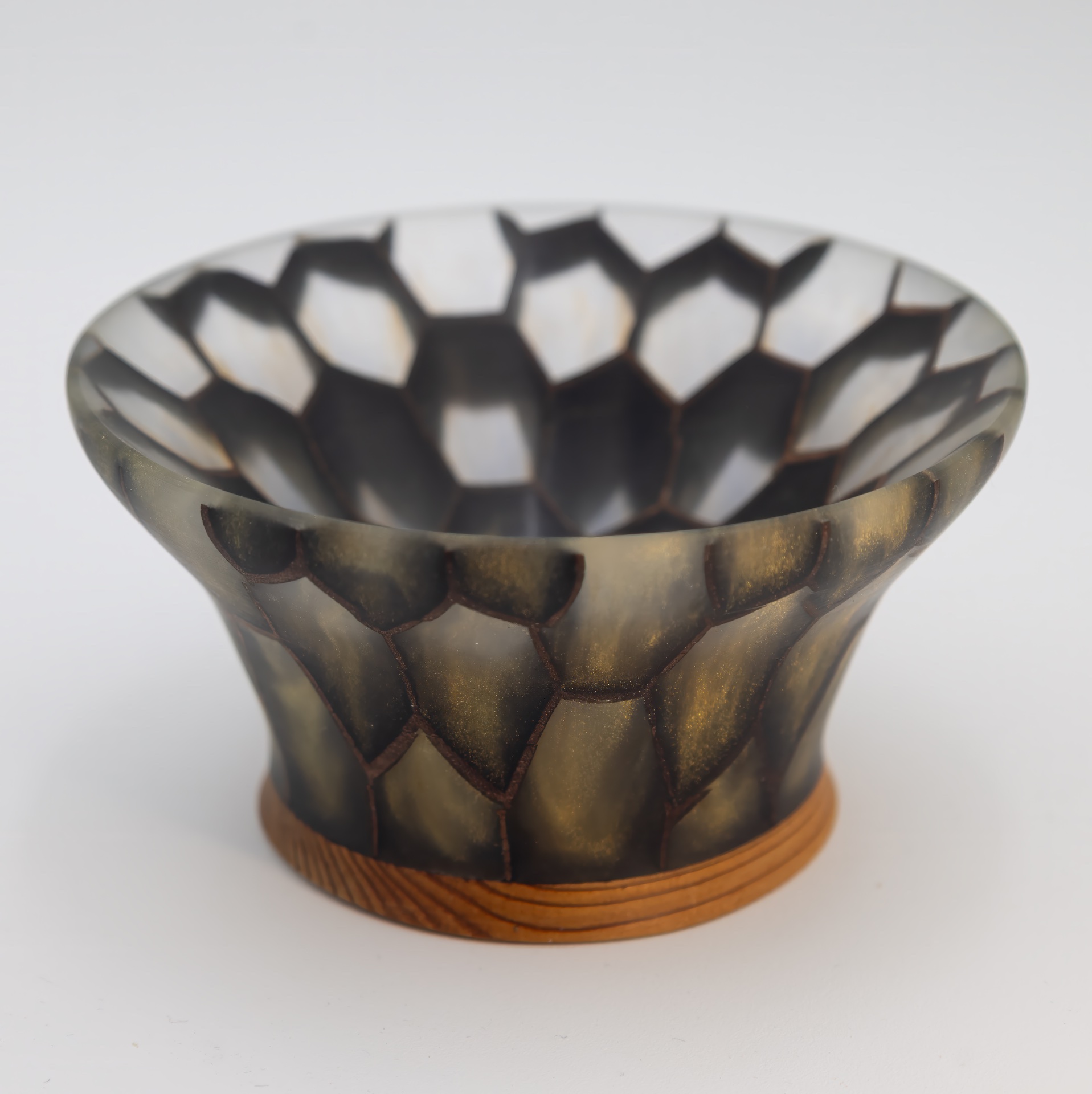 This honeycomb bowl broke twice on the lathe… but I somehow pulled it off!