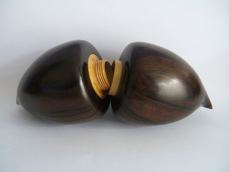 threaded Asian stripe ebony box/open
