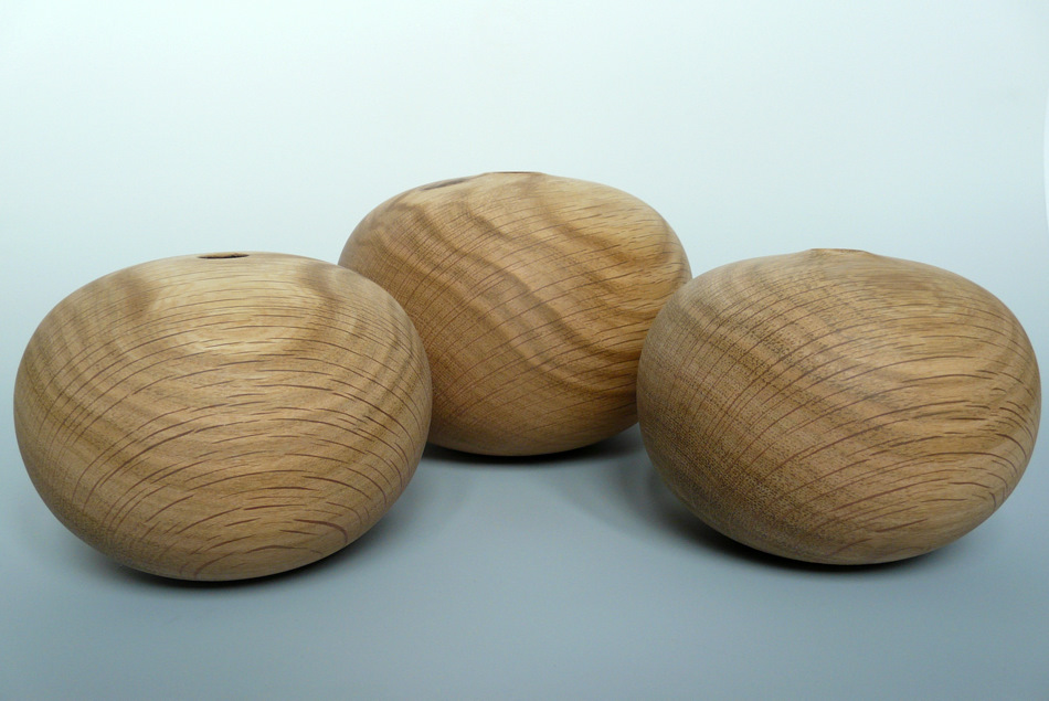 Three oak hollow forms