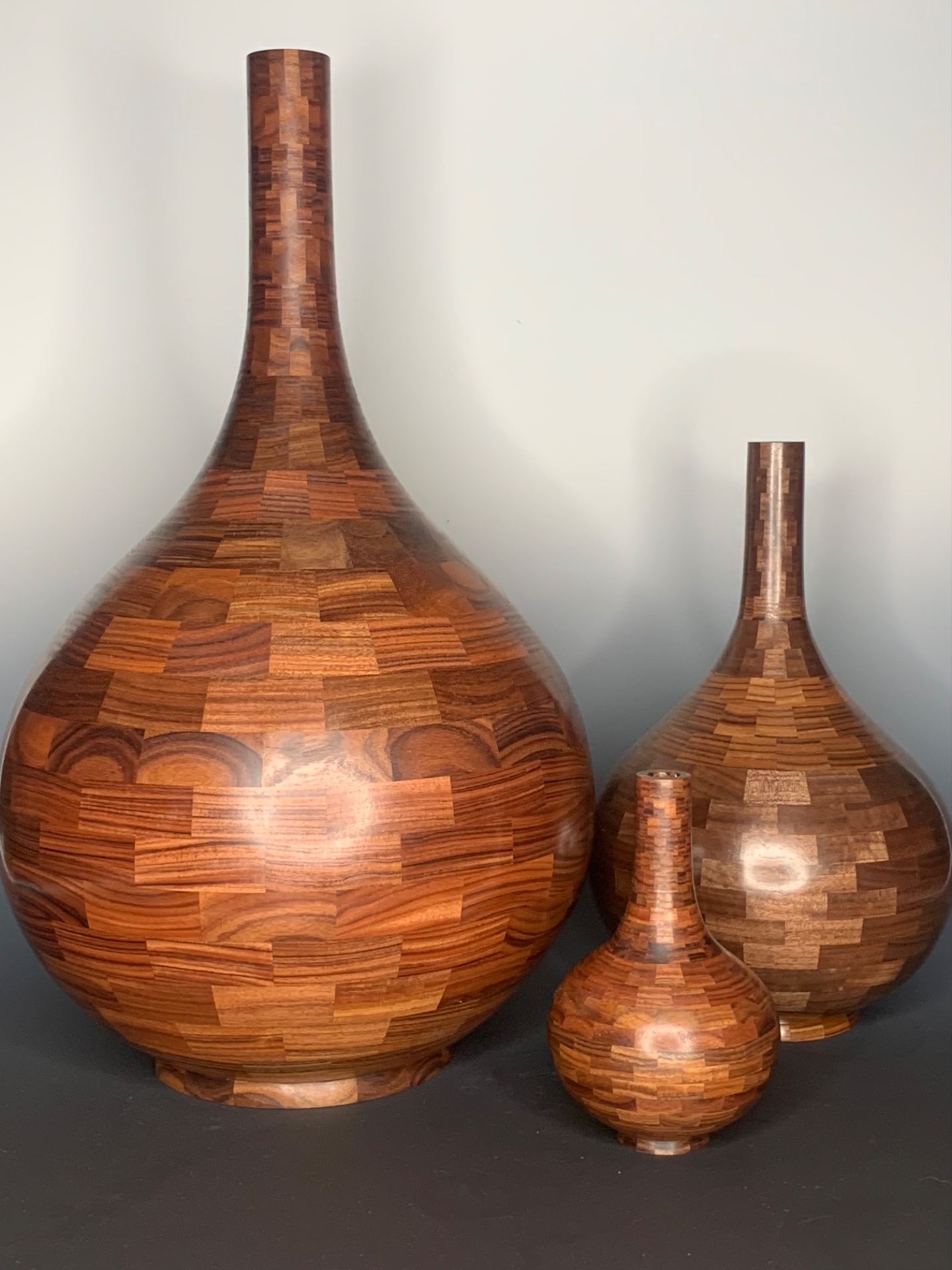 Trio of scaled vases