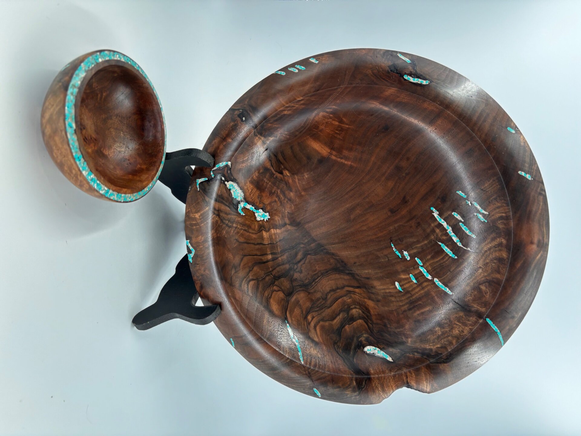 Turquoise with human ash in Claro Walnut.