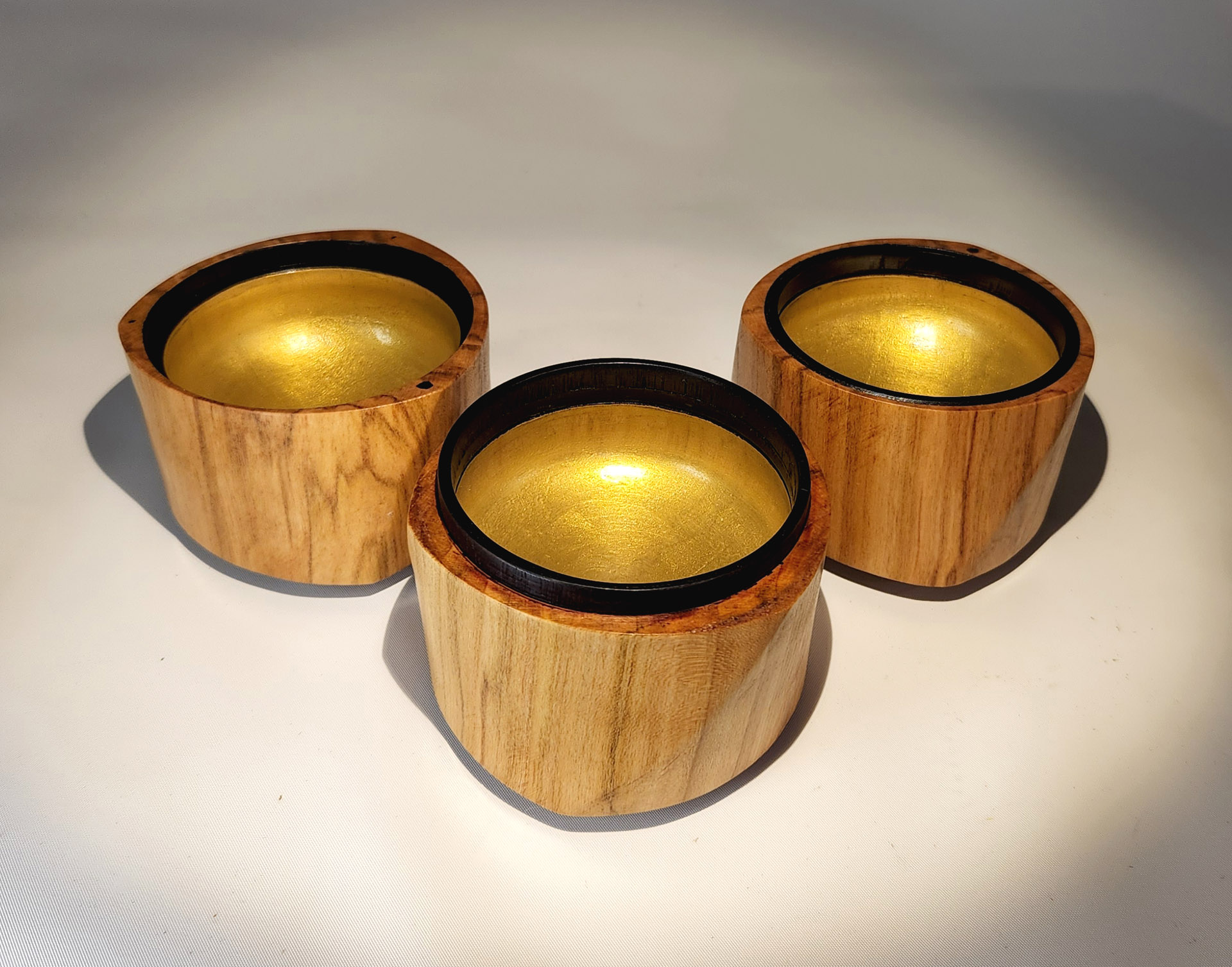 Twisted Gold Bowls, Unstacked