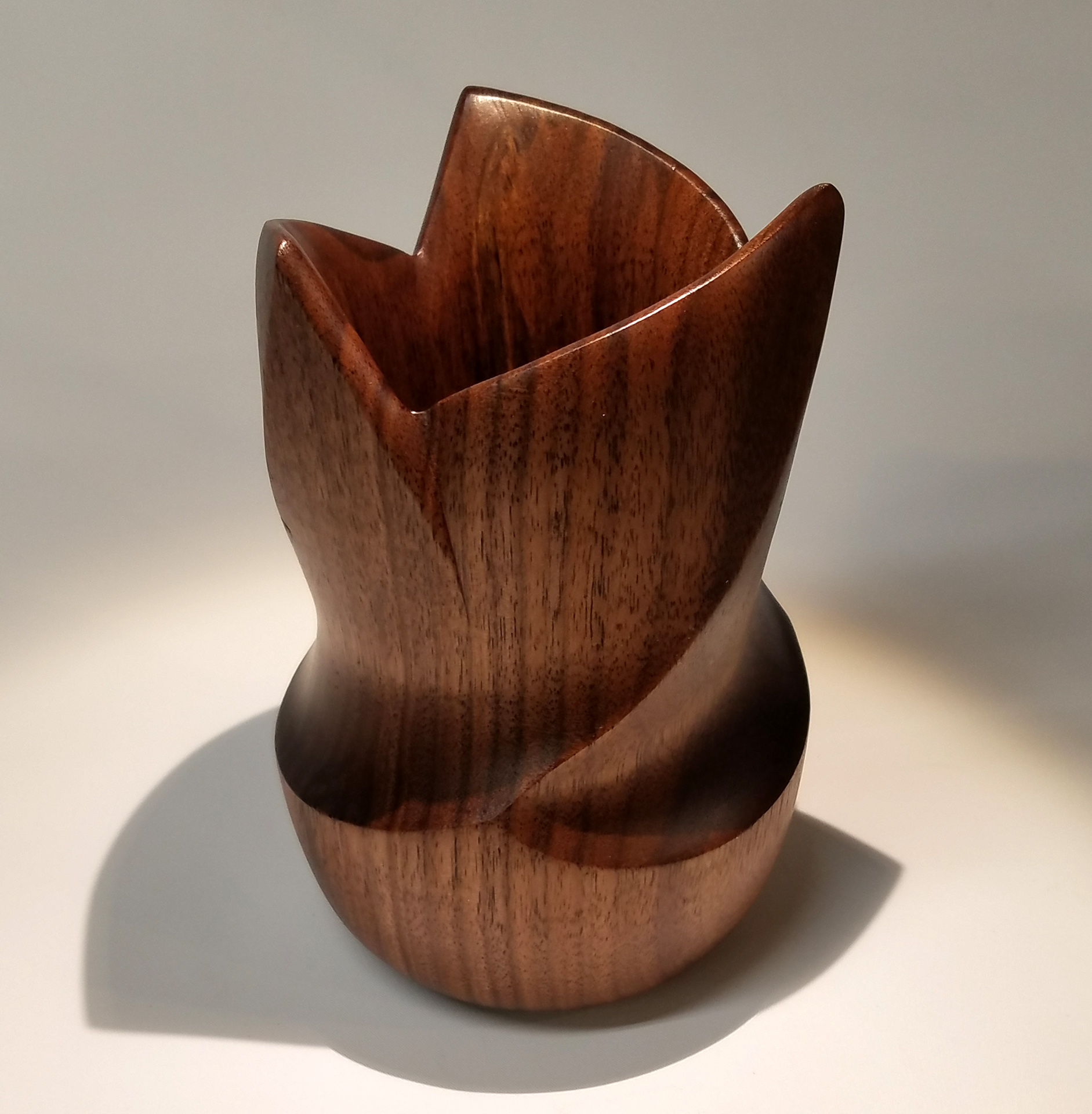 Twisted Walnut Vase