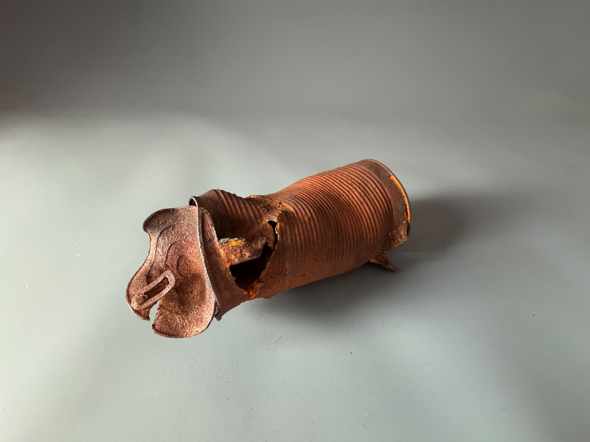 Very old rusty tin can