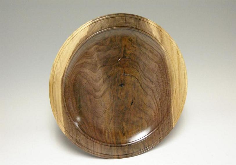 Walnut crotch platter with feather grain