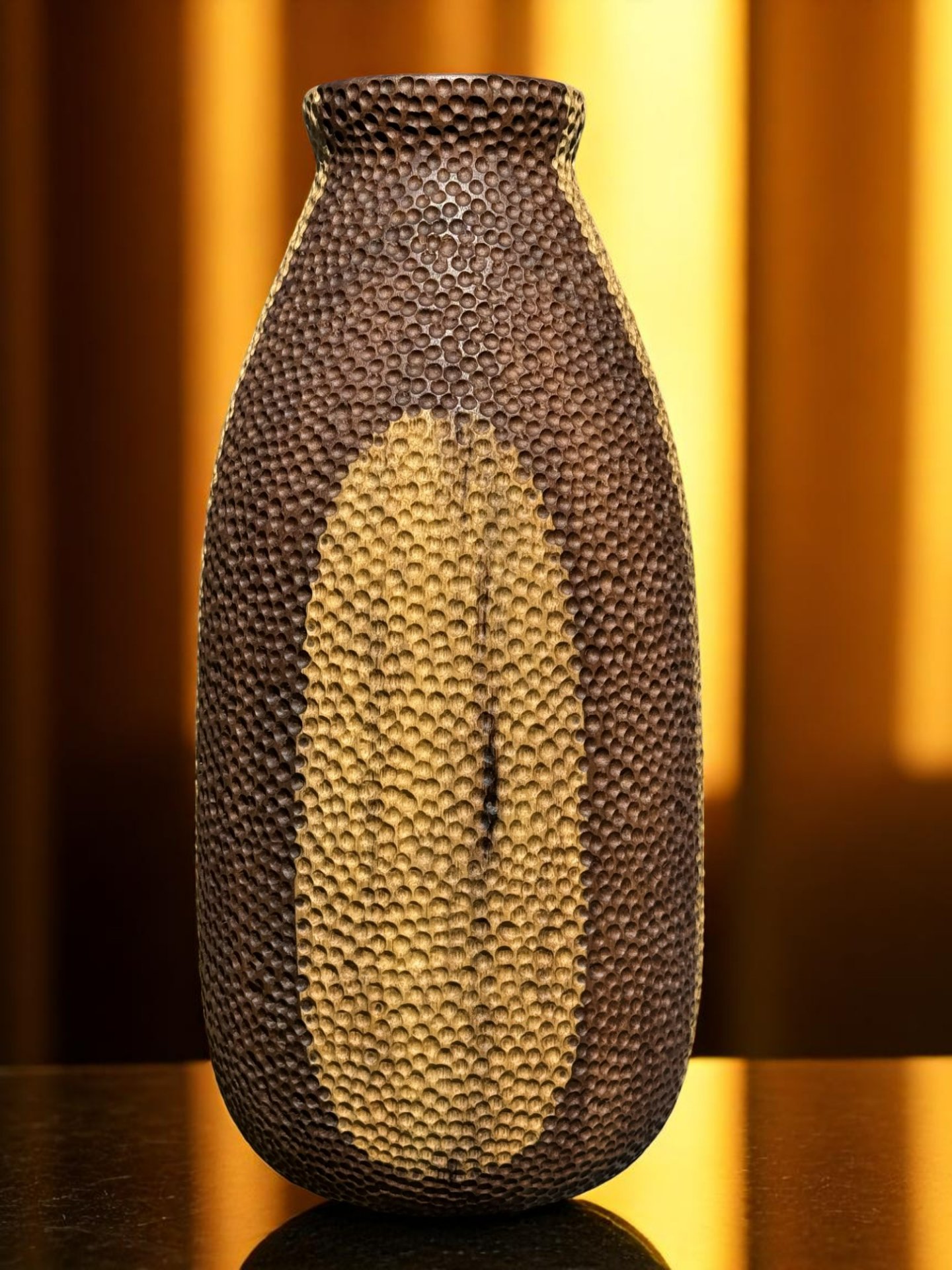 White Limba and Walnut Textured Vessel front