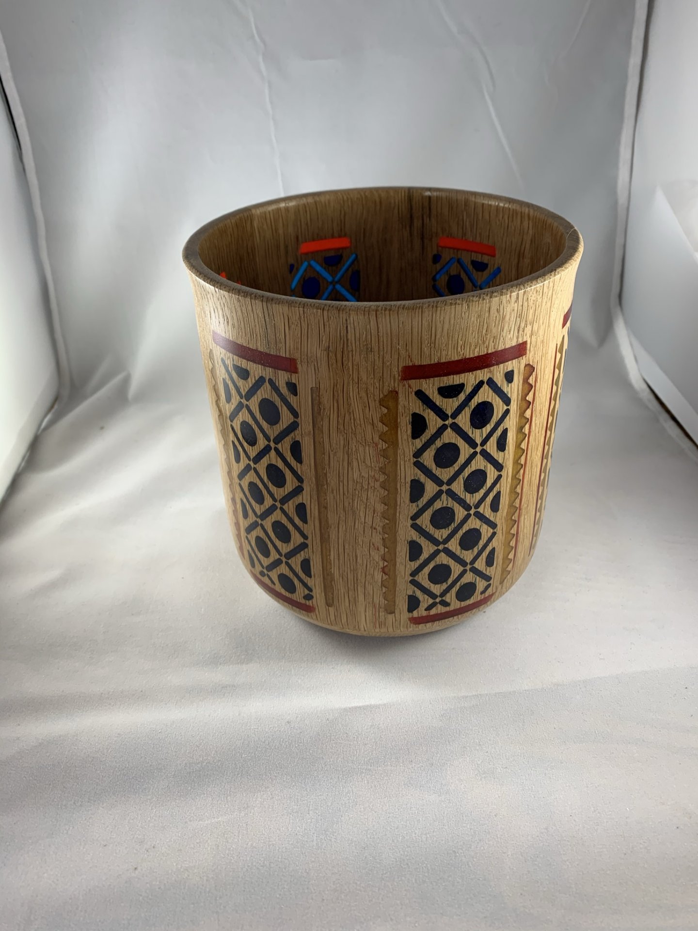 White oak vessel with translucent resin inlays