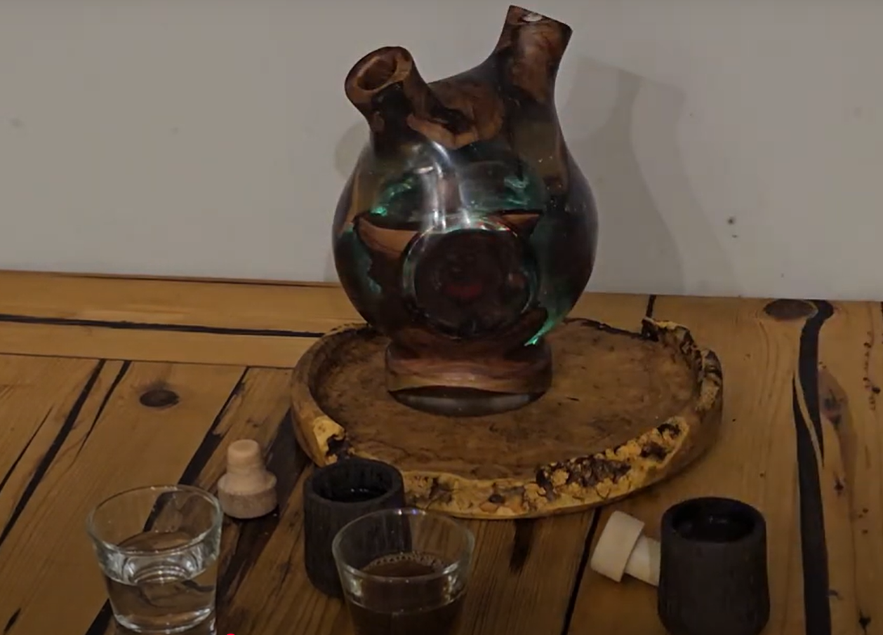 Woodturned Dual potion bottle: codename SHREK