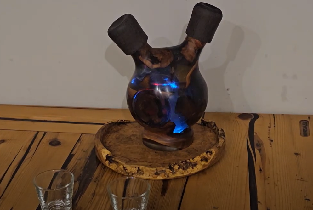 Woodturned Dual potion bottle, codename SHREK
