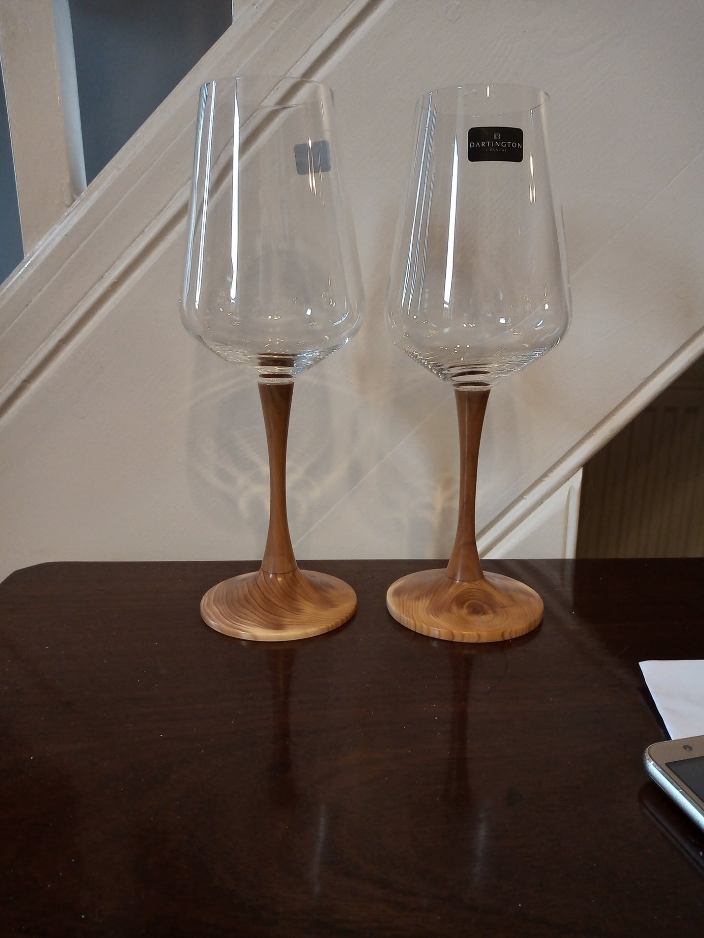 Yew stemmed wine glases