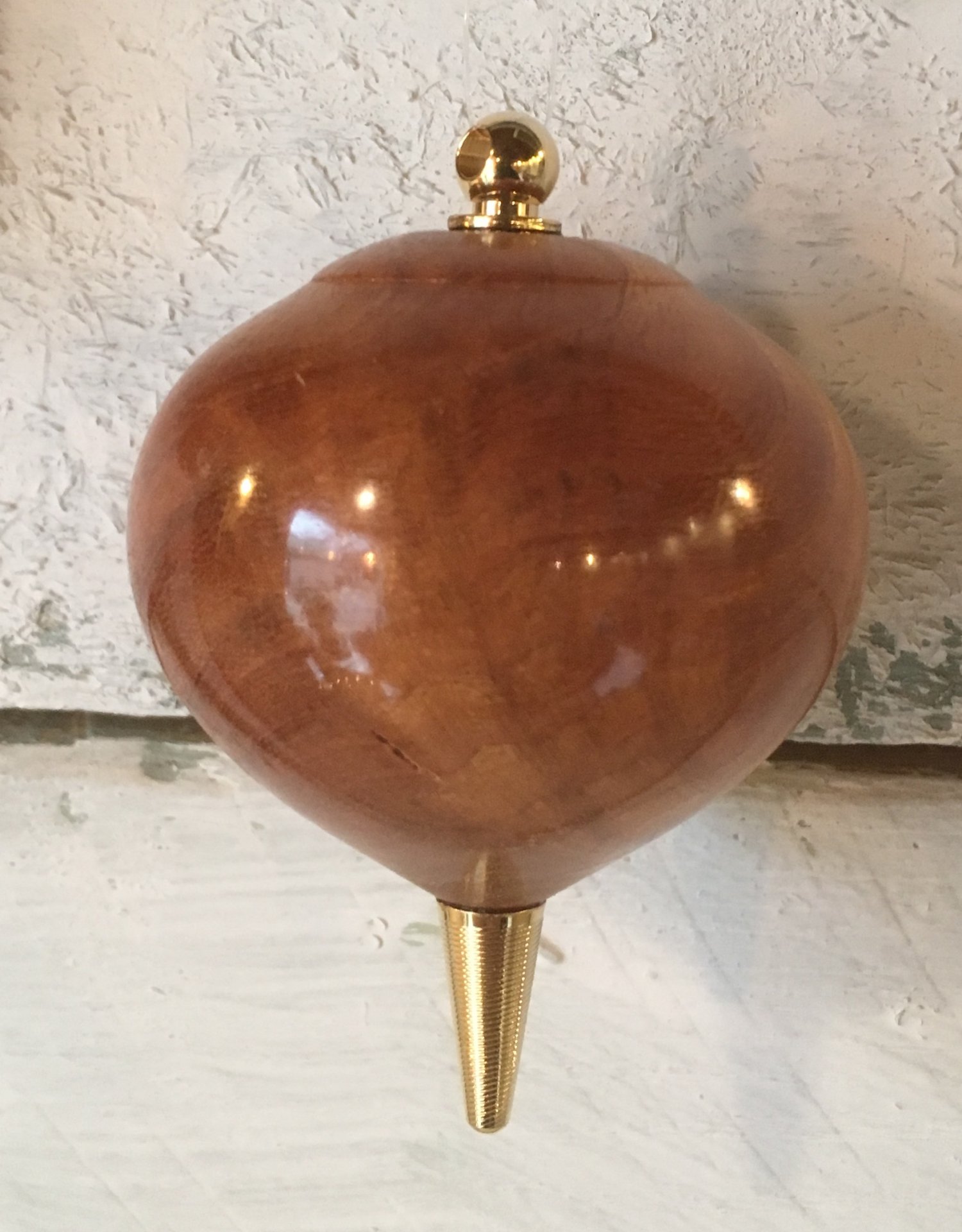 Zelkova elm ornament with 24 karat gold tips